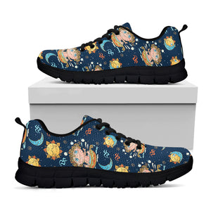 Cute Cartoon Aquarius Pattern Print Black Sneakers