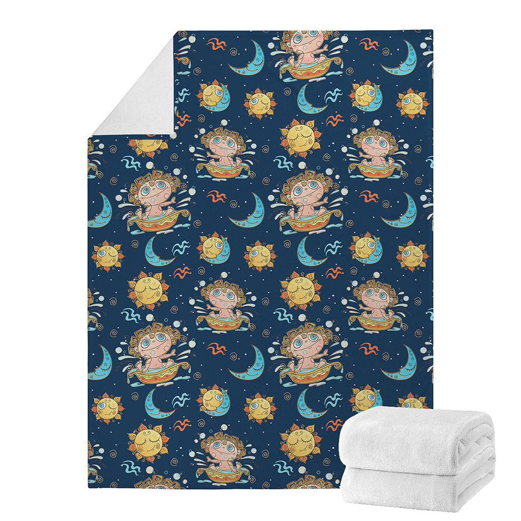 Cute Cartoon Aquarius Pattern Print Blanket