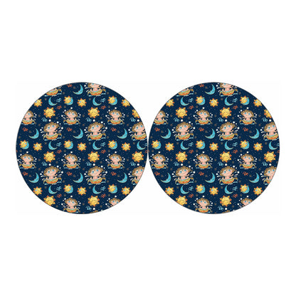 Cute Cartoon Aquarius Pattern Print Car Coasters