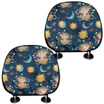 Cute Cartoon Aquarius Pattern Print Car Headrest Covers