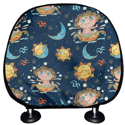 Cute Cartoon Aquarius Pattern Print Car Headrest Covers