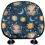 Cute Cartoon Aquarius Pattern Print Car Headrest Covers