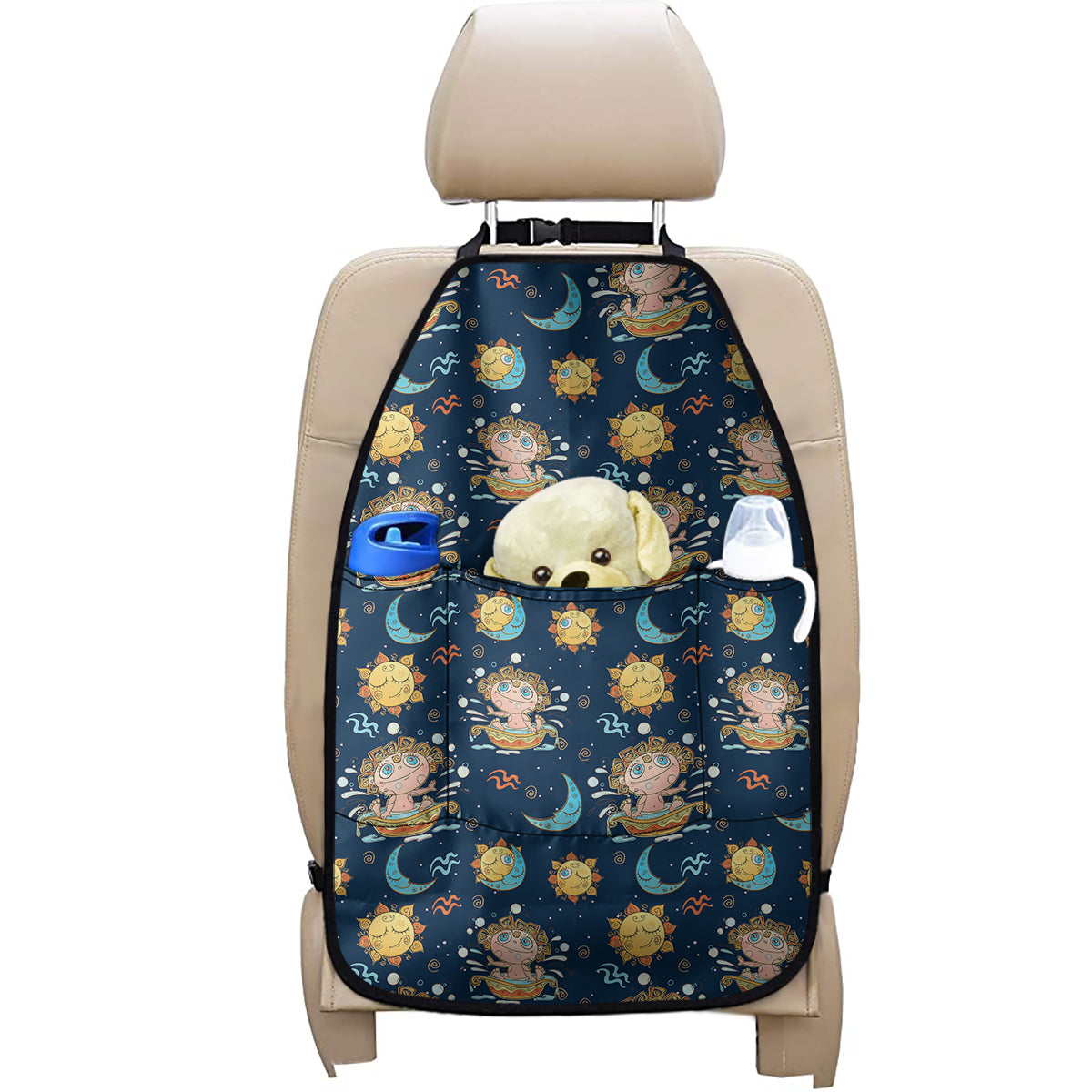Cute Cartoon Aquarius Pattern Print Car Seat Organizers
