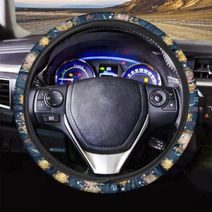 Cute Cartoon Aquarius Pattern Print Car Steering Wheel Cover