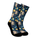 Cute Cartoon Aquarius Pattern Print Crew Socks