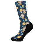 Cute Cartoon Aquarius Pattern Print Crew Socks