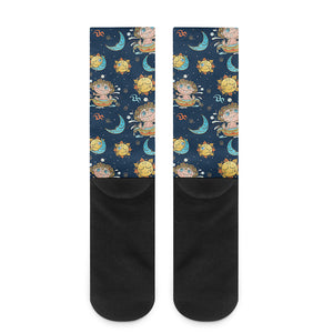 Cute Cartoon Aquarius Pattern Print Crew Socks