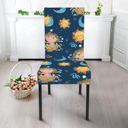 Cute Cartoon Aquarius Pattern Print Dining Chair Slipcover