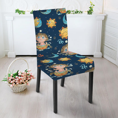 Cute Cartoon Aquarius Pattern Print Dining Chair Slipcover