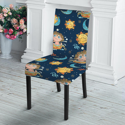 Cute Cartoon Aquarius Pattern Print Dining Chair Slipcover