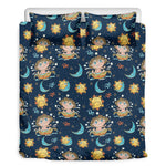 Cute Cartoon Aquarius Pattern Print Duvet Cover Bedding Set