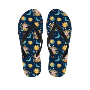 Cute Cartoon Aquarius Pattern Print Flip Flops