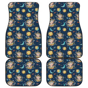 Cute Cartoon Aquarius Pattern Print Front and Back Car Floor Mats