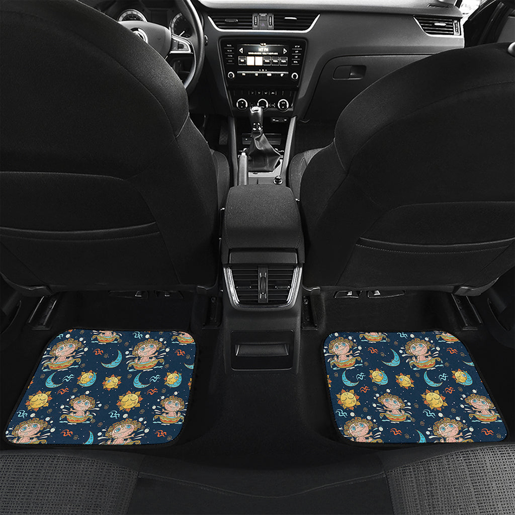 Cute Cartoon Aquarius Pattern Print Front and Back Car Floor Mats