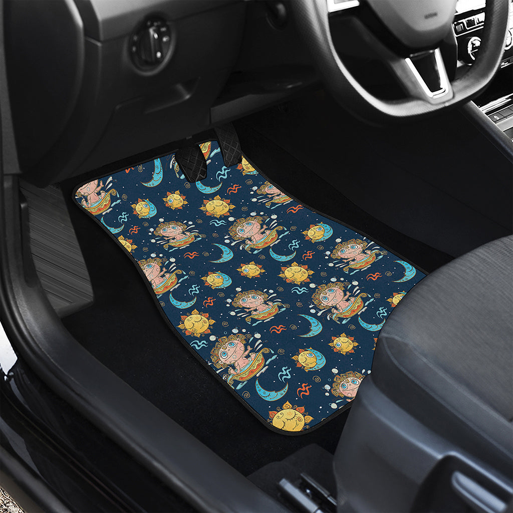 Cute Cartoon Aquarius Pattern Print Front and Back Car Floor Mats