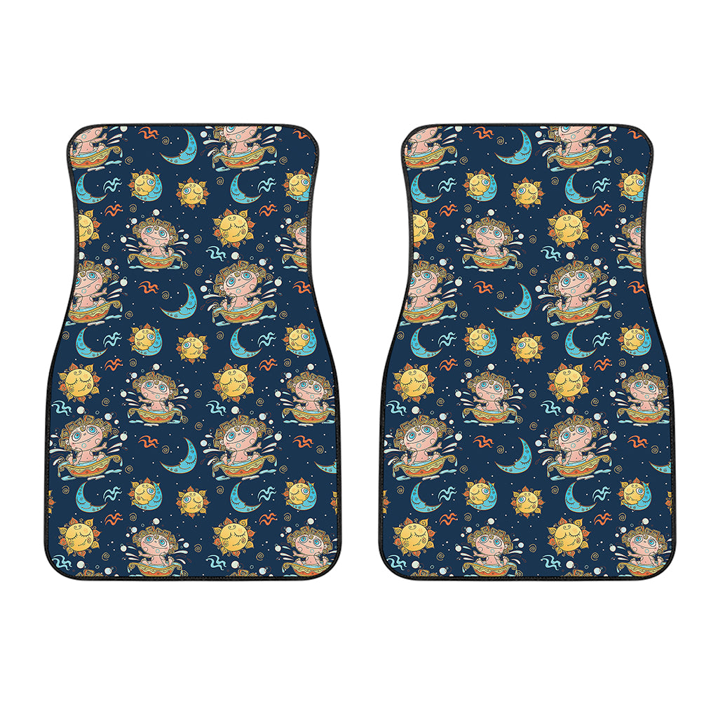 Cute Cartoon Aquarius Pattern Print Front Car Floor Mats