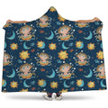 Cute Cartoon Aquarius Pattern Print Hooded Blanket