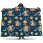 Cute Cartoon Aquarius Pattern Print Hooded Blanket