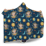 Cute Cartoon Aquarius Pattern Print Hooded Blanket