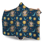Cute Cartoon Aquarius Pattern Print Hooded Blanket
