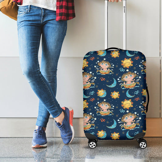 Cute Cartoon Aquarius Pattern Print Luggage Cover