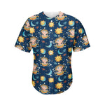 Cute Cartoon Aquarius Pattern Print Men's Baseball Jersey