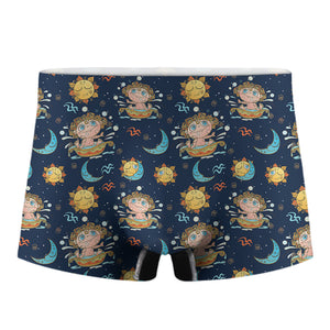 Cute Cartoon Aquarius Pattern Print Men's Boxer Briefs