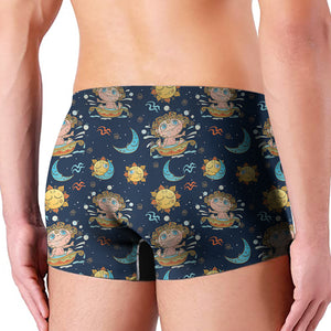 Cute Cartoon Aquarius Pattern Print Men's Boxer Briefs