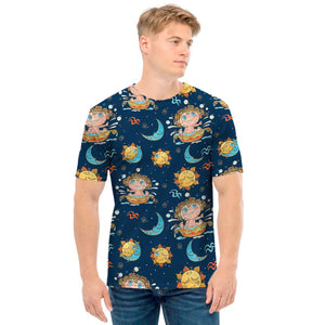 Cute Cartoon Aquarius Pattern Print Men's T-Shirt