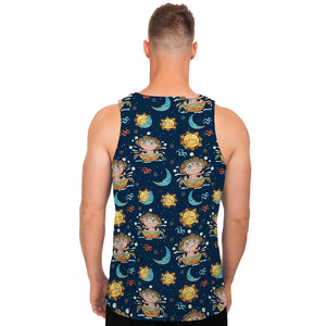 Cute Cartoon Aquarius Pattern Print Men's Tank Top