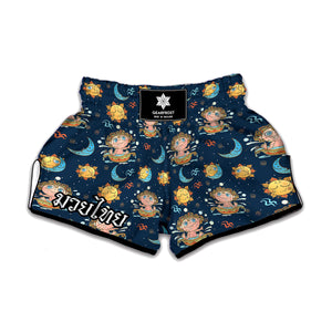 Cute Cartoon Aquarius Pattern Print Muay Thai Boxing Shorts