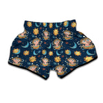 Cute Cartoon Aquarius Pattern Print Muay Thai Boxing Shorts