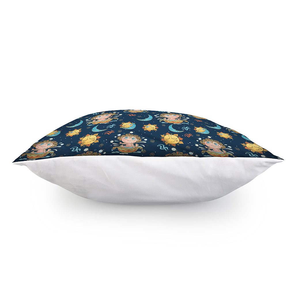 Cute Cartoon Aquarius Pattern Print Pillow Cover