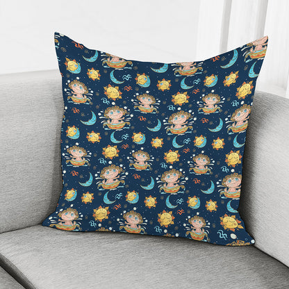 Cute Cartoon Aquarius Pattern Print Pillow Cover