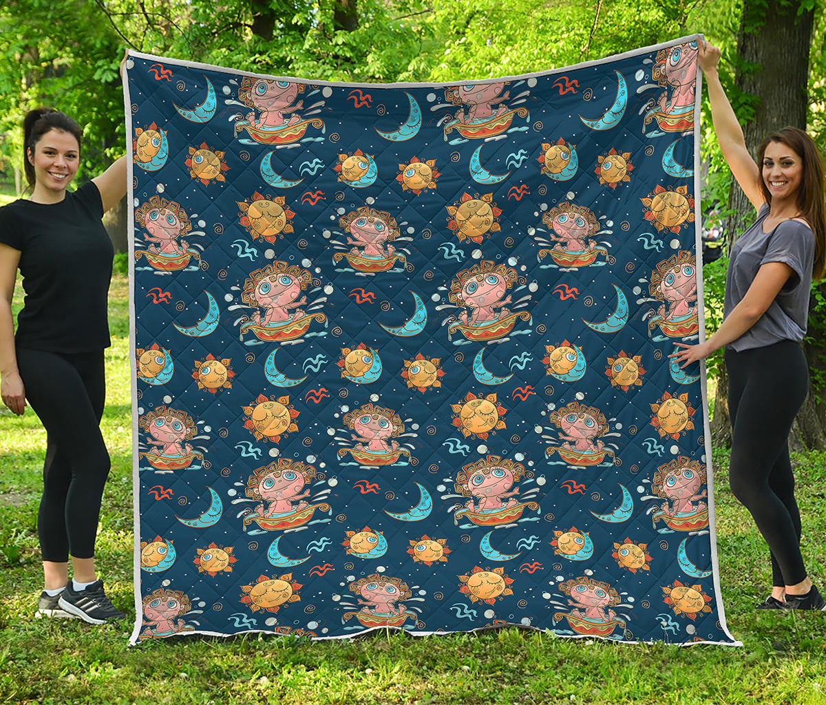 Cute Cartoon Aquarius Pattern Print Quilt