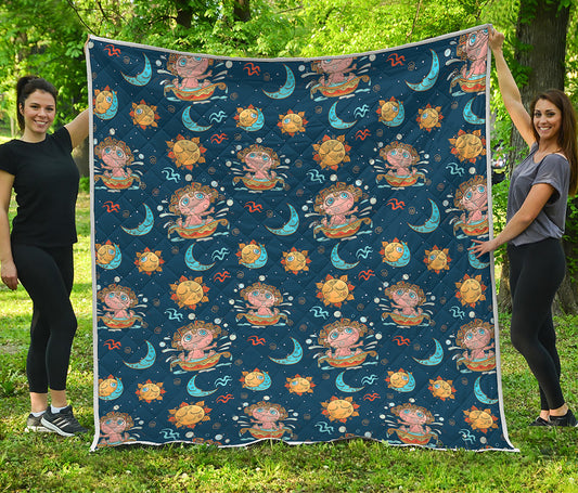 Cute Cartoon Aquarius Pattern Print Quilt