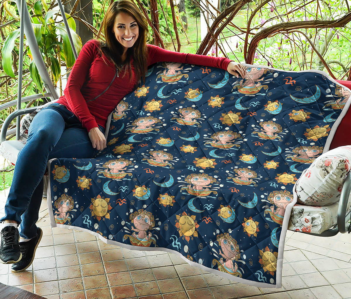 Cute Cartoon Aquarius Pattern Print Quilt