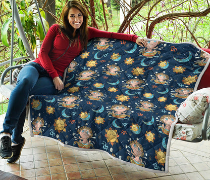 Cute Cartoon Aquarius Pattern Print Quilt