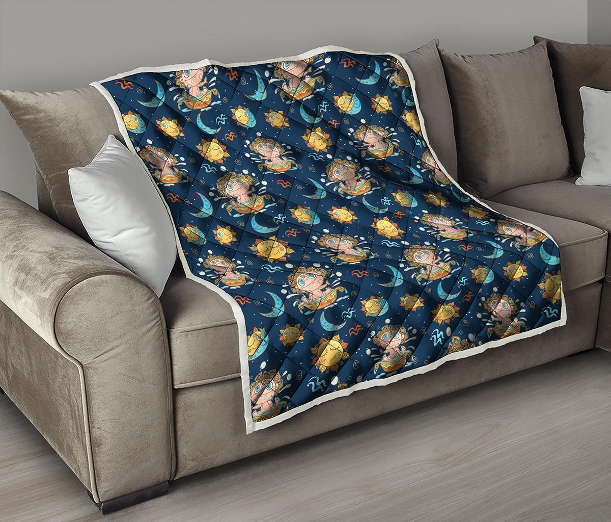 Cute Cartoon Aquarius Pattern Print Quilt