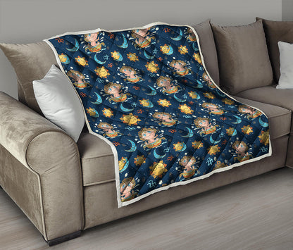 Cute Cartoon Aquarius Pattern Print Quilt