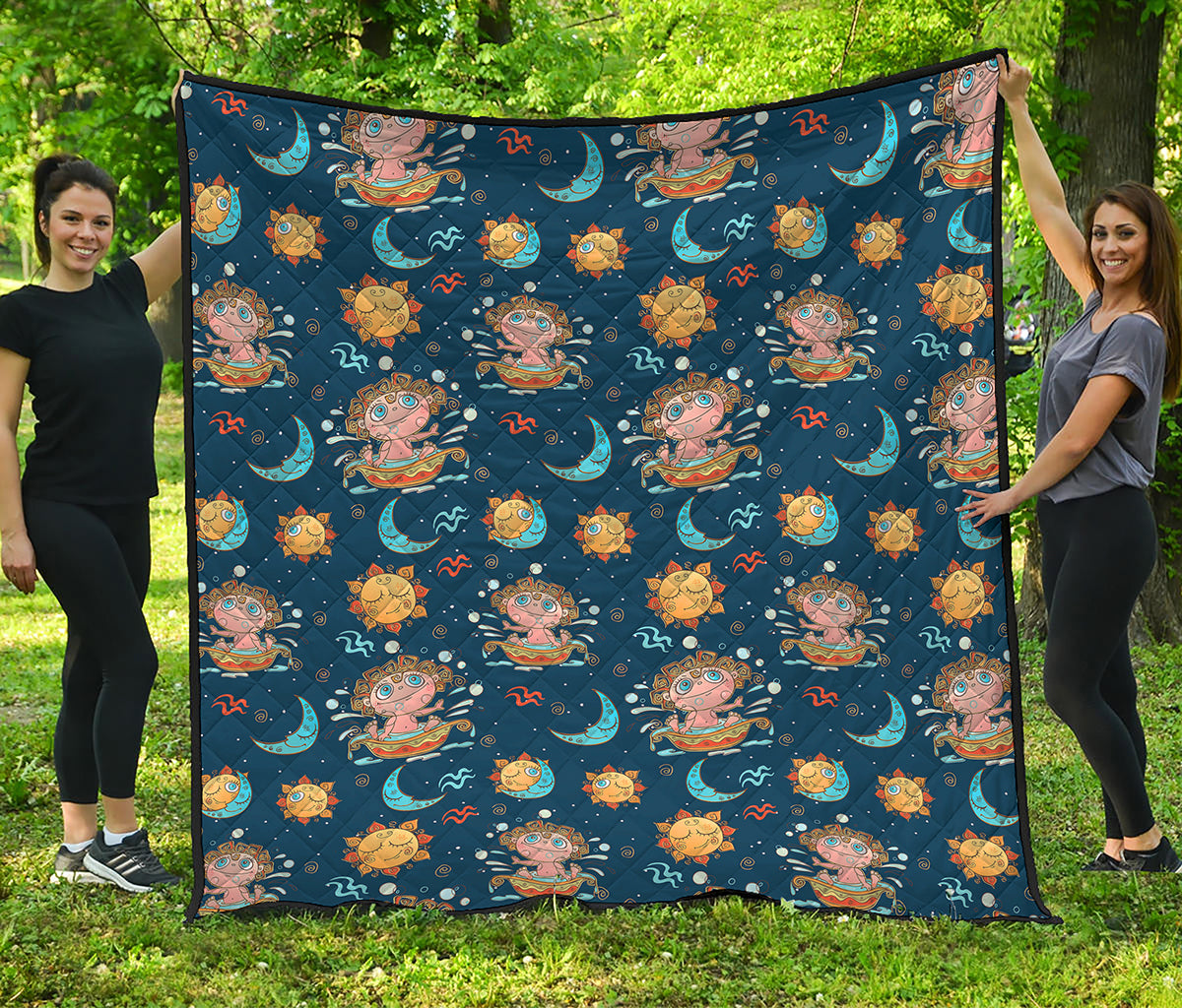 Cute Cartoon Aquarius Pattern Print Quilt