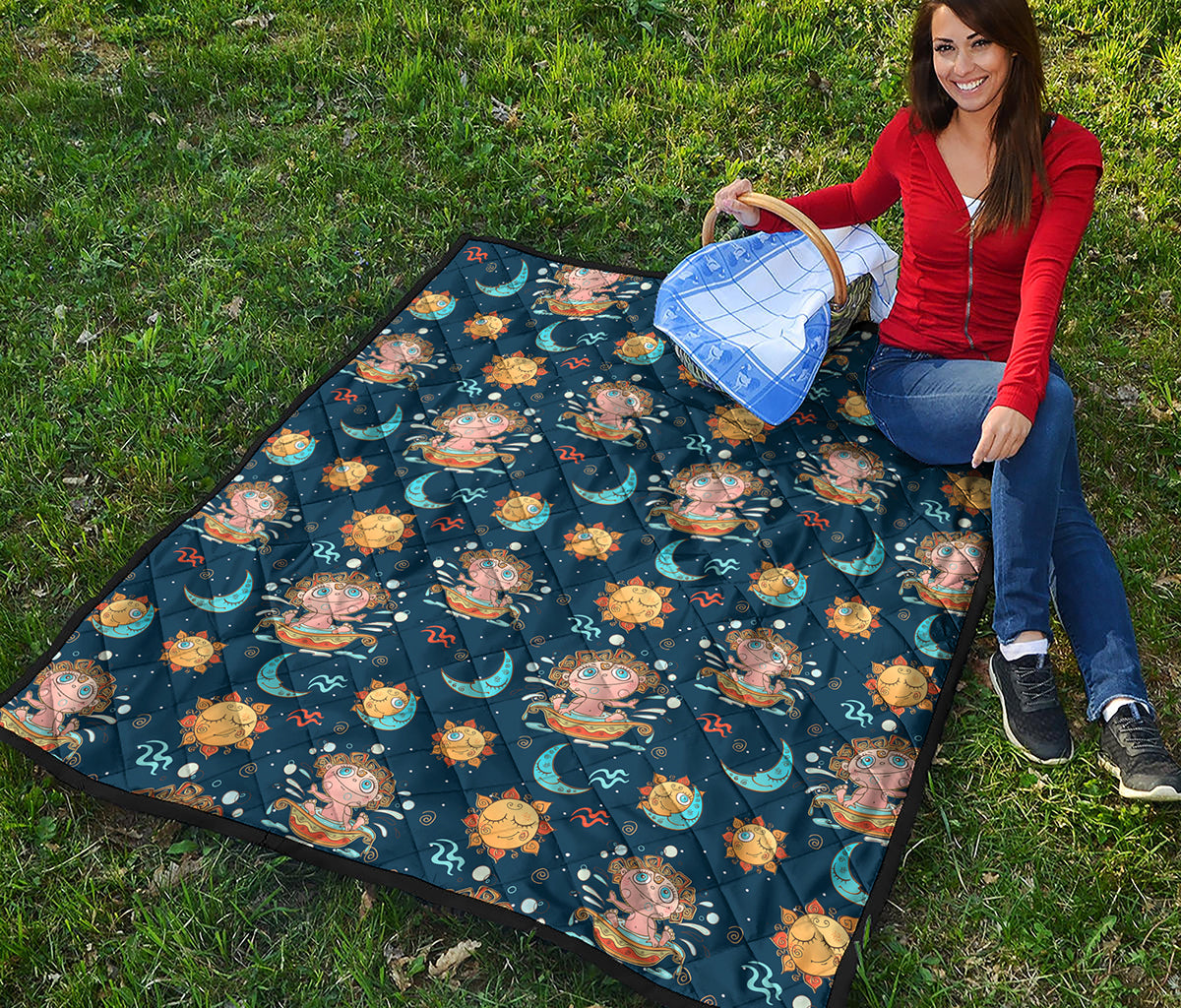 Cute Cartoon Aquarius Pattern Print Quilt