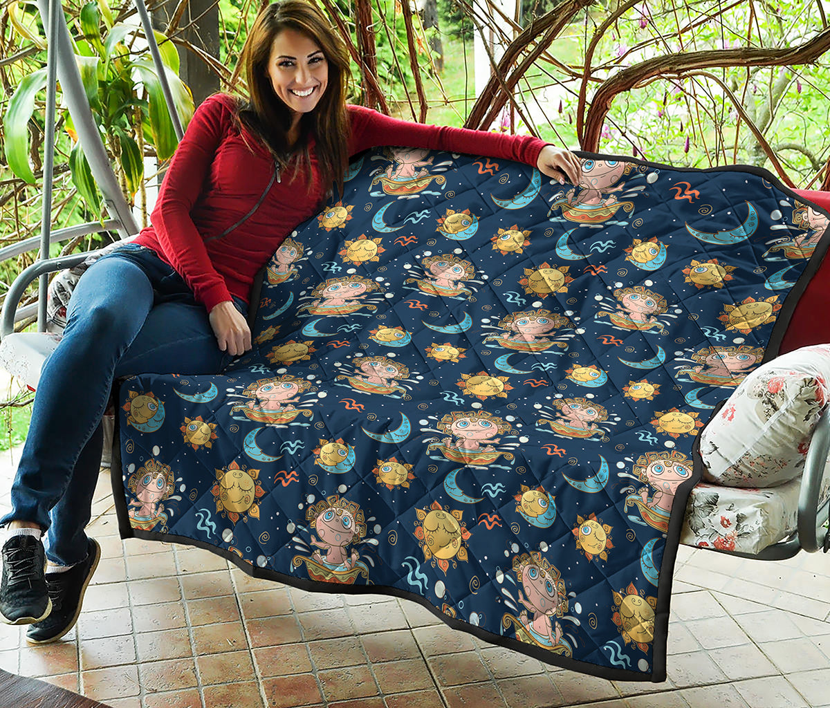 Cute Cartoon Aquarius Pattern Print Quilt