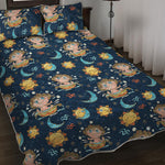 Cute Cartoon Aquarius Pattern Print Quilt Bed Set