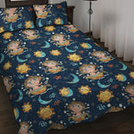 Cute Cartoon Aquarius Pattern Print Quilt Bed Set