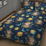 Cute Cartoon Aquarius Pattern Print Quilt Bed Set