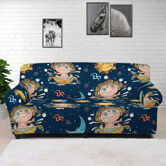 Cute Cartoon Aquarius Pattern Print Sofa Cover