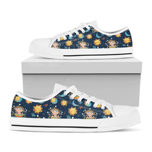 Cute Cartoon Aquarius Pattern Print White Low Top Shoes