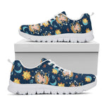 Cute Cartoon Aquarius Pattern Print White Sneakers