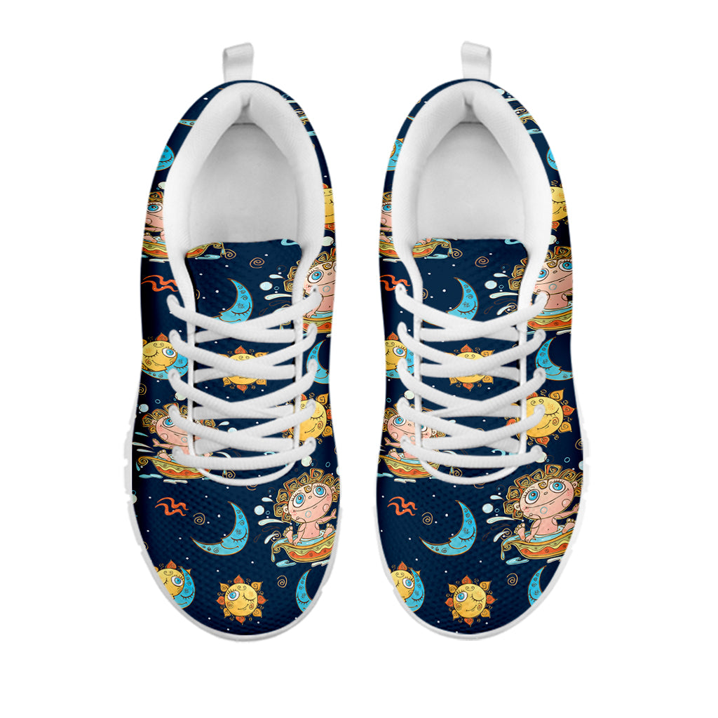 Cute Cartoon Aquarius Pattern Print White Sneakers